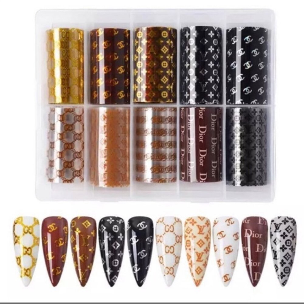 Luxury Designer Nail Foil - Designer Inspired Combo [4 Designs | 10 Colors]